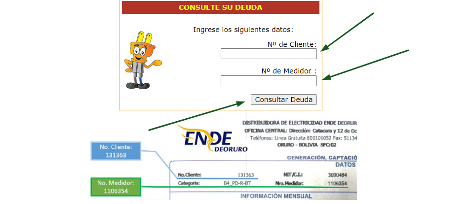 Consultar deuda en ENDE DEORURO